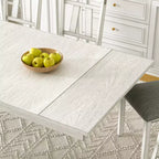 Set da pranzo rustico allungabile da 6 pezzi, tavolo in legno di gomma con 4 sedie da pranzo imbottite senza braccioli e panca per cucina, grigio