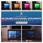 Mobile TV con luci LED per TV fino a 65 pollici, Centro di Intrattenimento con Ripiani in Vetro, Consolle TV Moderna per Soggiorno, Bianco