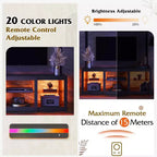 Mobile TV con luci LED per TV fino a 65 pollici, Centro di Intrattenimento con Ripiani in Vetro, Consolle TV Moderna per Soggiorno, Bianco