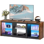 Mobile TV con luci LED per TV fino a 65 pollici, Centro di Intrattenimento con Ripiani in Vetro, Consolle TV Moderna per Soggiorno, Bianco