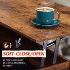 Tavolino da Salotto, 41.3 Tavolino da Caffè Sollevabile con 4 Ruote, Vano Nascosto, Scaffale Portaoggetti e Piano Sollevabile