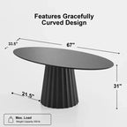 Tavolo da pranzo ovale in legno massello 67x33,5 con elegante base affusolata per 6 persone