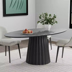 Tavolo da pranzo ovale in legno massello 67x33,5 con elegante base affusolata per 6 persone