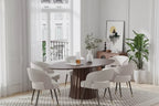 Tavolo da pranzo ovale in legno massello 67x33,5 con elegante base affusolata per 6 persone