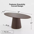 Tavolo da pranzo ovale in legno massello 67x33,5 con elegante base affusolata per 6 persone