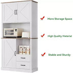Mobile Dispensa da Cucina Elegante con Supporto per Microonde, Credenza Alta con Cassetti e Ripiani, Soluzione di Archiviazione Perfetta per Sala da Pranzo e Soggiorno
