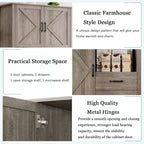 Mobile Dispensa da Cucina Elegante con Supporto per Microonde, Credenza Alta con Cassetti e Ripiani, Soluzione di Archiviazione Perfetta per Sala da Pranzo e Soggiorno