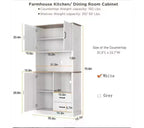 Mobile Dispensa da Cucina Elegante con Supporto per Microonde, Credenza Alta con Cassetti e Ripiani, Soluzione di Archiviazione Perfetta per Sala da Pranzo e Soggiorno