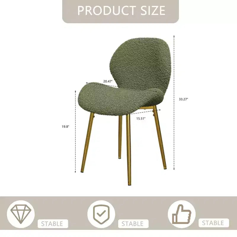 Set di 2 sedie da pranzo moderne con gambe in metallo