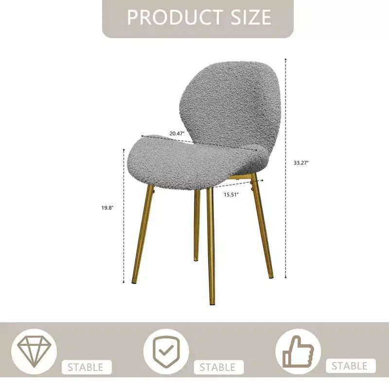Set di 2 sedie da pranzo moderne con gambe in metallo