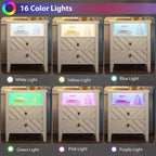 Elegante comodino a LED con 2 cassetti e luci colorate telecomandate - Perfetto per camere da letto moderne