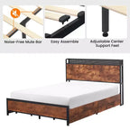 Struttura letto con cassetti contenitore, luci LED, stazione di ricarica e robuste doghe in legno