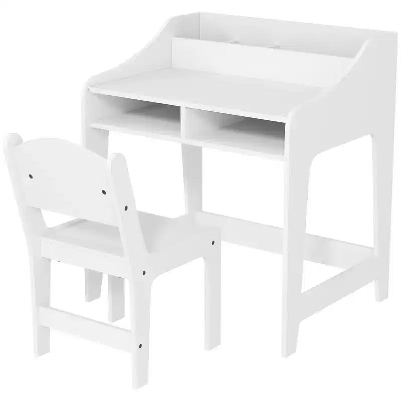 Set Scrivania e Sedia per Bambini, Tavolo Studio per Bambini con Ripiani Portaoggetti, Scrivania da Scrittura per Studenti per Camera da Letto e Studio, 3-8 Anni