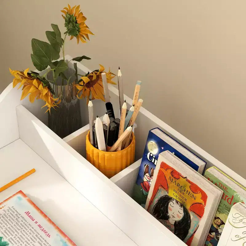 Set Scrivania e Sedia per Bambini, Tavolo Studio per Bambini con Ripiani Portaoggetti, Scrivania da Scrittura per Studenti per Camera da Letto e Studio, 3-8 Anni