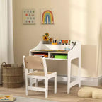 Set Scrivania e Sedia per Bambini, Tavolo Studio per Bambini con Ripiani Portaoggetti, Scrivania da Scrittura per Studenti per Camera da Letto e Studio, 3-8 Anni