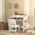 Set Scrivania e Sedia per Bambini, Tavolo Studio per Bambini con Ripiani Portaoggetti, Scrivania da Scrittura per Studenti per Camera da Letto e Studio, 3-8 Anni