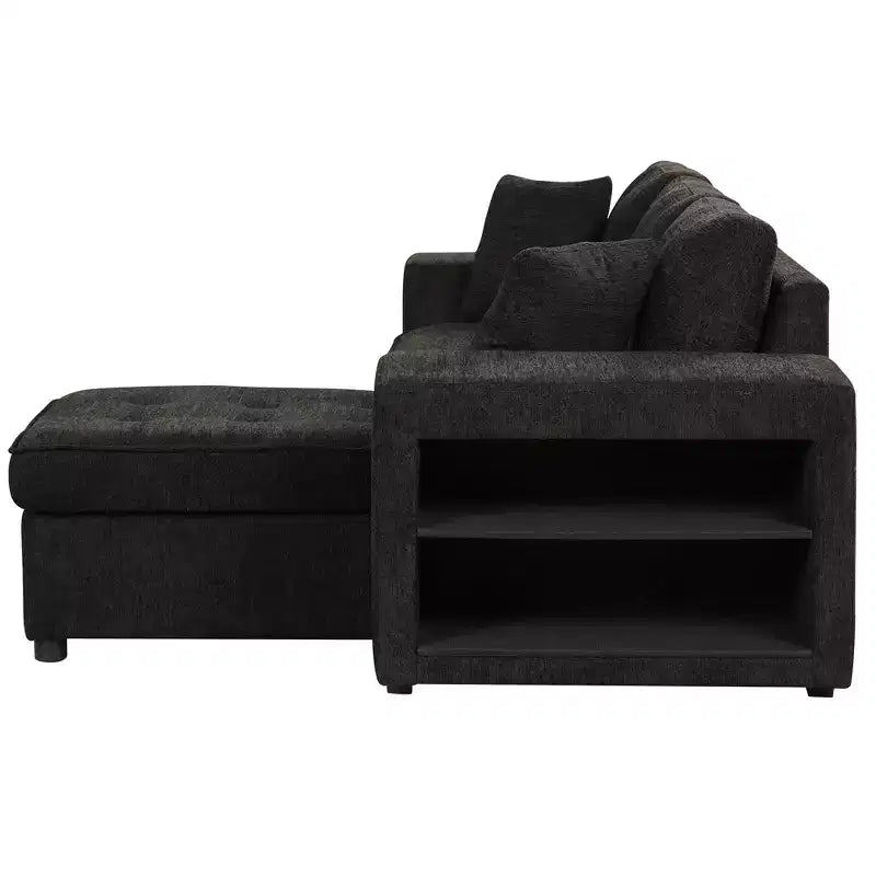 Divano letto sezionale a L reversibile da 104,5 pollici con chaise longue contenitore e 2 pouf - Divano letto convertibile a 3 posti per soggiorno