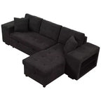 Divano letto sezionale a L reversibile da 104,5 pollici con chaise longue contenitore e 2 pouf - Divano letto convertibile a 3 posti per soggiorno