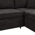 Divano letto sezionale a L reversibile da 104,5 pollici con chaise longue contenitore e 2 pouf - Divano letto convertibile a 3 posti per soggiorno