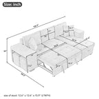 Divano letto sezionale a L reversibile da 104,5 pollici con chaise longue contenitore e 2 pouf - Divano letto convertibile a 3 posti per soggiorno