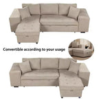 Divano letto sezionale a L reversibile da 104,5 pollici con chaise longue contenitore e 2 pouf - Divano letto convertibile a 3 posti per soggiorno