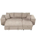 Divano letto sezionale a L reversibile da 104,5 pollici con chaise longue contenitore e 2 pouf - Divano letto convertibile a 3 posti per soggiorno