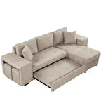 Divano letto sezionale a L reversibile da 104,5 pollici con chaise longue contenitore e 2 pouf - Divano letto convertibile a 3 posti per soggiorno