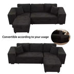 Divano letto sezionale a L reversibile da 104,5 pollici con chaise longue contenitore e 2 pouf - Divano letto convertibile a 3 posti per soggiorno