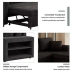 Divano letto sezionale a L reversibile da 104,5 pollici con chaise longue contenitore e 2 pouf - Divano letto convertibile a 3 posti per soggiorno