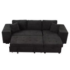 Divano letto sezionale a L reversibile da 104,5 pollici con chaise longue contenitore e 2 pouf - Divano letto convertibile a 3 posti per soggiorno