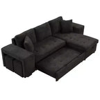 Divano letto sezionale a L reversibile da 104,5 pollici con chaise longue contenitore e 2 pouf - Divano letto convertibile a 3 posti per soggiorno
