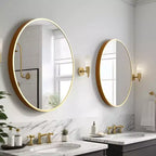 Specchio da Parete Circolare con Bordo Sottile Color Oro, Lega di Alluminio