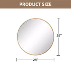Specchio da Parete Circolare con Bordo Sottile Color Oro, Lega di Alluminio