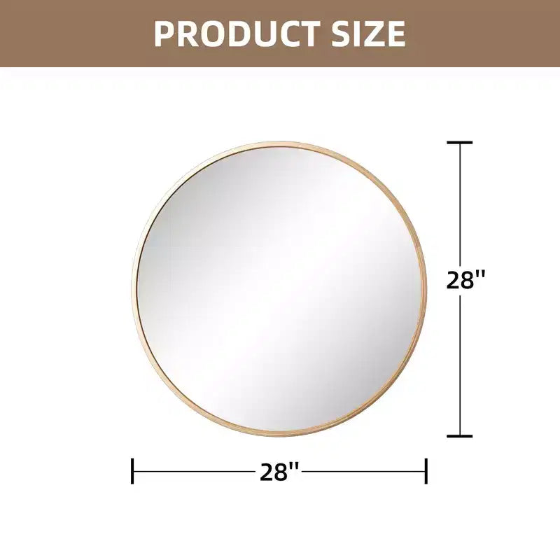 Specchio da Parete Circolare con Bordo Sottile Color Oro, Lega di Alluminio