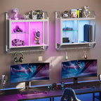 25 Mensole Galleggianti a LED, Mensola a Muro per Gaming con Ripiani in Vetro Regolabili, Decorazione Stanza Gaming, Contenitore Cucina, Bar Vino Caffè