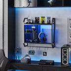 25 Mensole Galleggianti a LED, Mensola a Muro per Gaming con Ripiani in Vetro Regolabili, Decorazione Stanza Gaming, Contenitore Cucina, Bar Vino Caffè