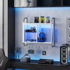 25 Mensole Galleggianti a LED, Mensola a Muro per Gaming con Ripiani in Vetro Regolabili, Decorazione Stanza Gaming, Contenitore Cucina, Bar Vino Caffè
