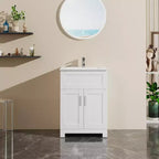 24 Sink Bathroom Vanity Laundry Cabinet Combo, White