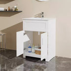 Mobile per lavanderia da bagno con lavabo da 24 pollici, bianco