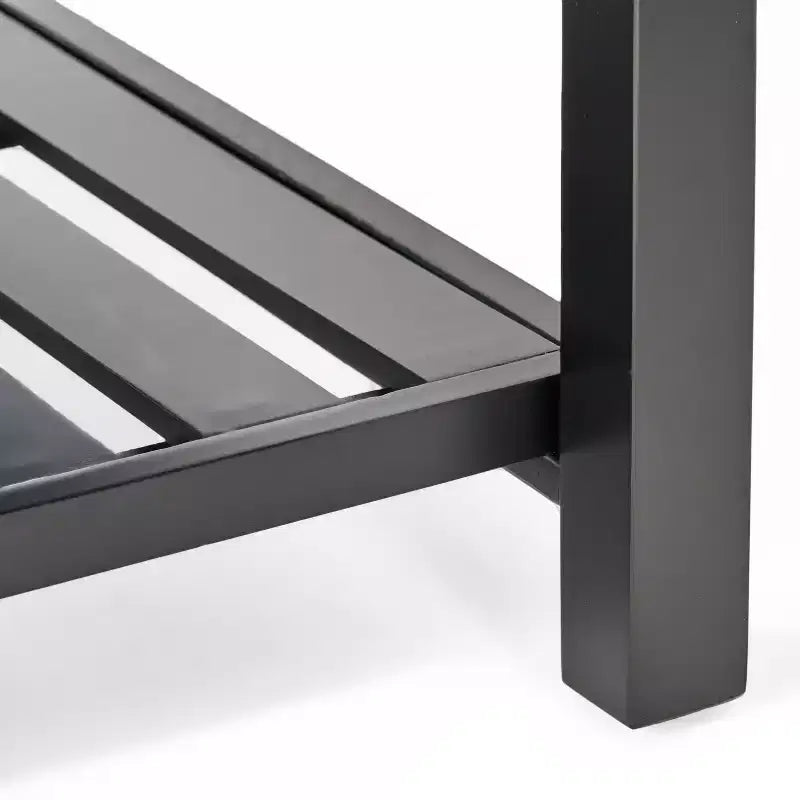 Pouf contenitore trapuntato Kilbourne in ecopelle con ripiano, Marrone/Marrone scuro