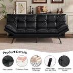 Divano letto futon convertibile da 71 pollici, moderno divano futon in lino con cuscino staccabile, schienale e bracciolo regolabili