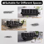 Divano letto futon convertibile da 71 pollici, moderno divano futon in lino con cuscino staccabile, schienale e bracciolo regolabili