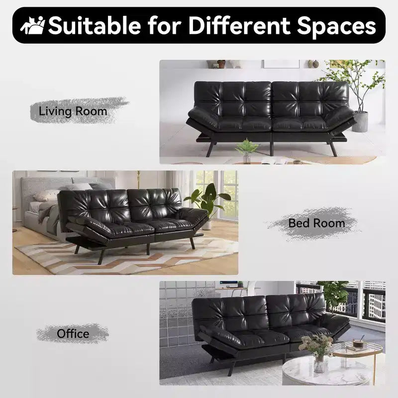Divano letto futon convertibile da 71 pollici, moderno divano futon in lino con cuscino staccabile, schienale e bracciolo regolabili