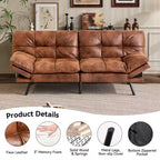 Divano letto futon convertibile da 71 pollici, moderno divano futon in lino con cuscino staccabile, schienale e bracciolo regolabili