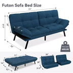 Divano letto futon convertibile da 71 pollici, moderno divano futon in lino con cuscino staccabile, schienale e bracciolo regolabili