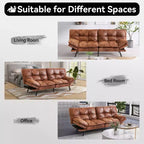 Divano letto futon convertibile da 71 pollici, moderno divano futon in lino con cuscino staccabile, schienale e bracciolo regolabili