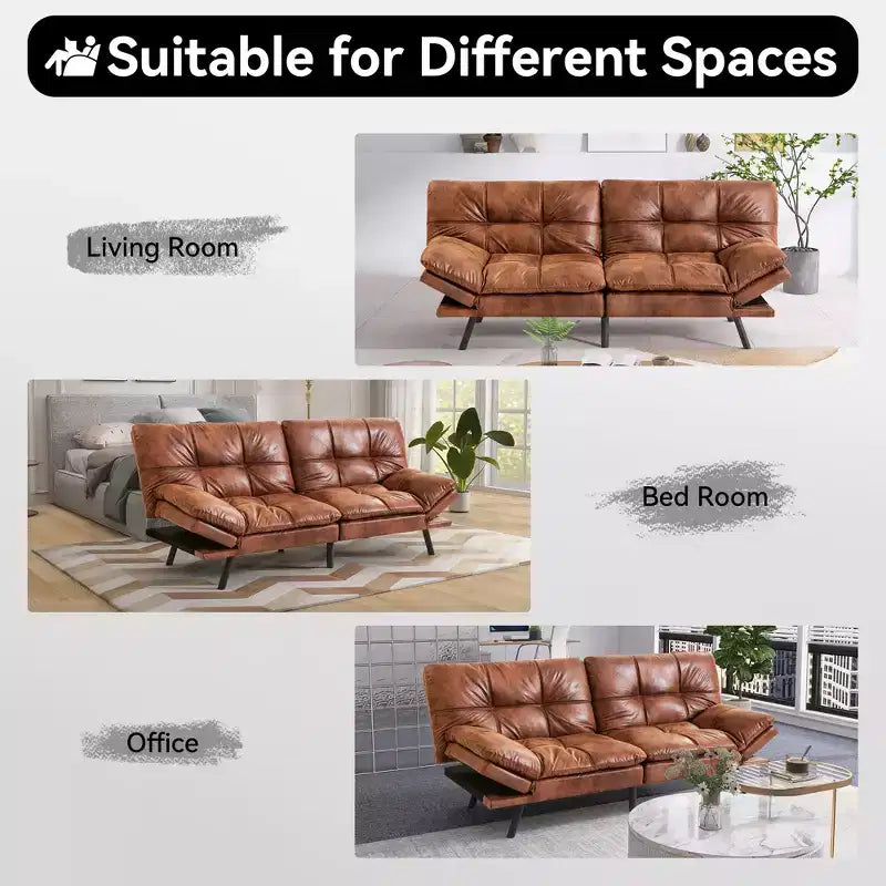 Divano letto futon convertibile da 71 pollici, moderno divano futon in lino con cuscino staccabile, schienale e bracciolo regolabili
