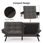 Divano letto futon convertibile da 71 pollici, moderno divano futon in lino con cuscino staccabile, schienale e bracciolo regolabili