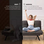 Divano letto futon convertibile da 71 pollici, moderno divano futon in lino con cuscino staccabile, schienale e bracciolo regolabili