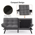 Divano letto futon convertibile da 71 pollici, moderno divano futon in lino con cuscino staccabile, schienale e bracciolo regolabili